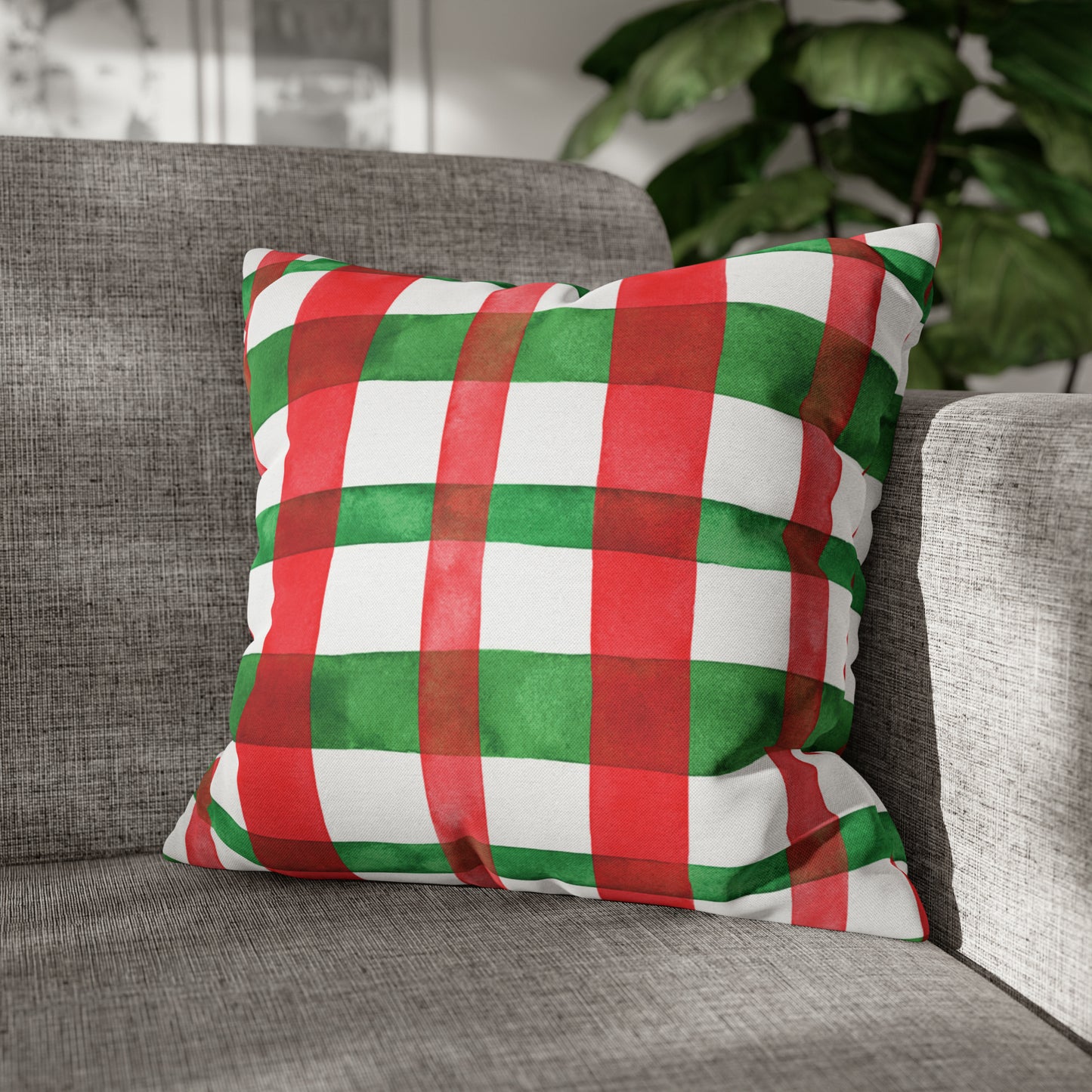 Gingham Christmas Pillow Cover