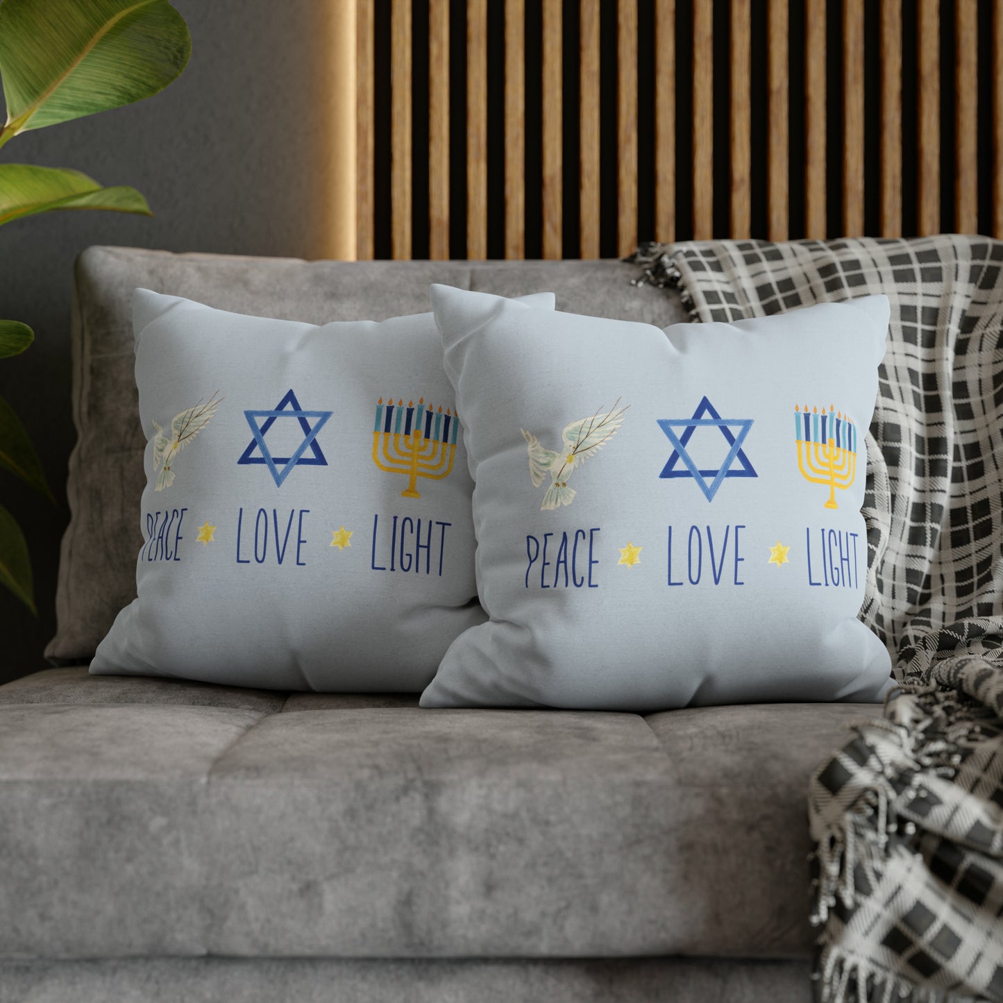 "Peace Love Light" Hanukkah Pillow Cover