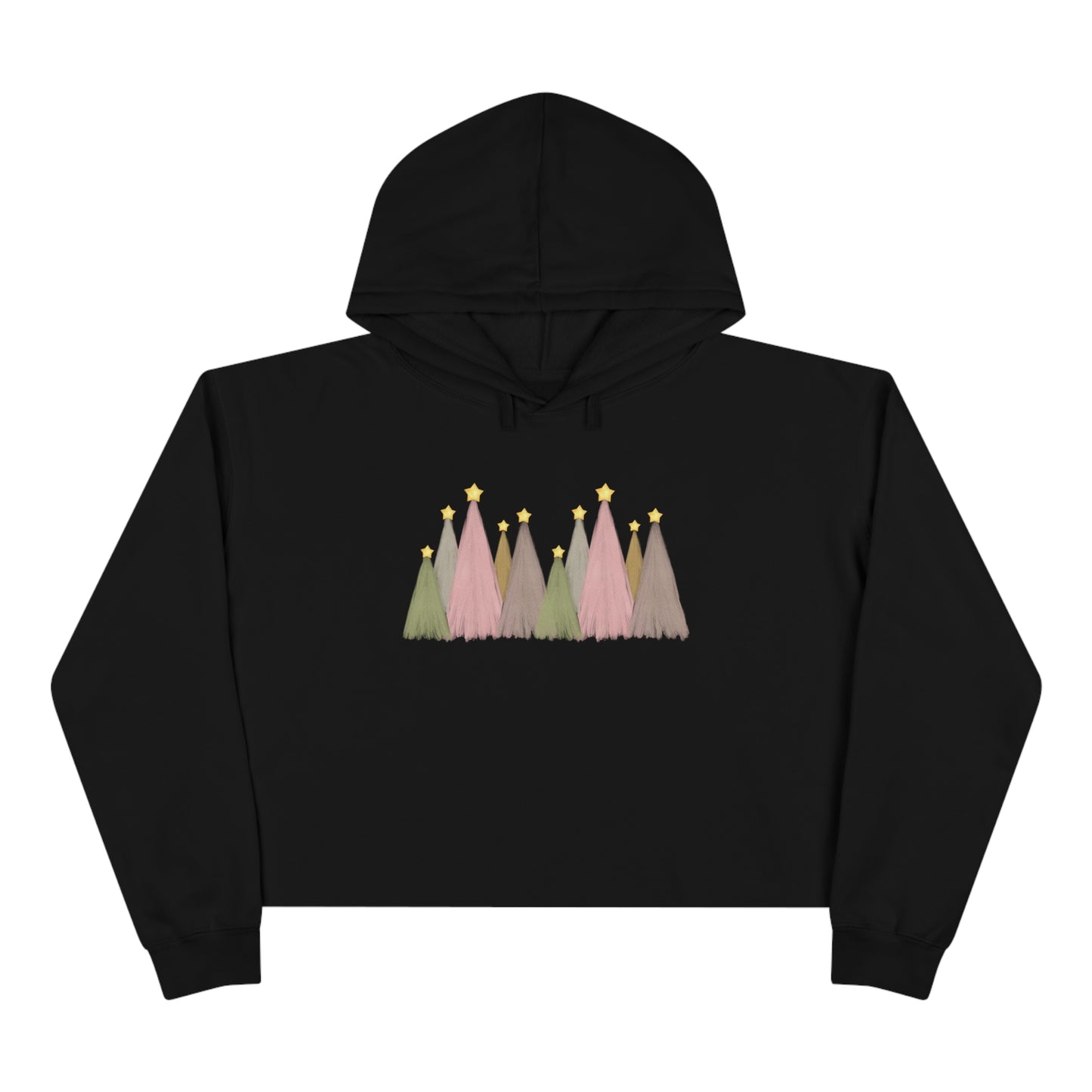 Pastel Christmas Trees Cropped Christmas Hoodie