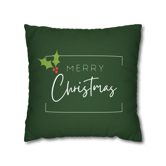 "Merry Christmas" Minimalist Christmas Pillow Cover, Green