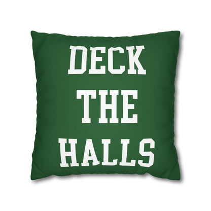 Deck The Halls Christmas Pillow Cover, Green