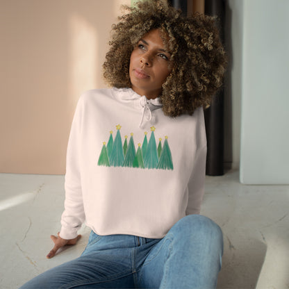 Green Christmas Trees Cropped Christmas Hoodie