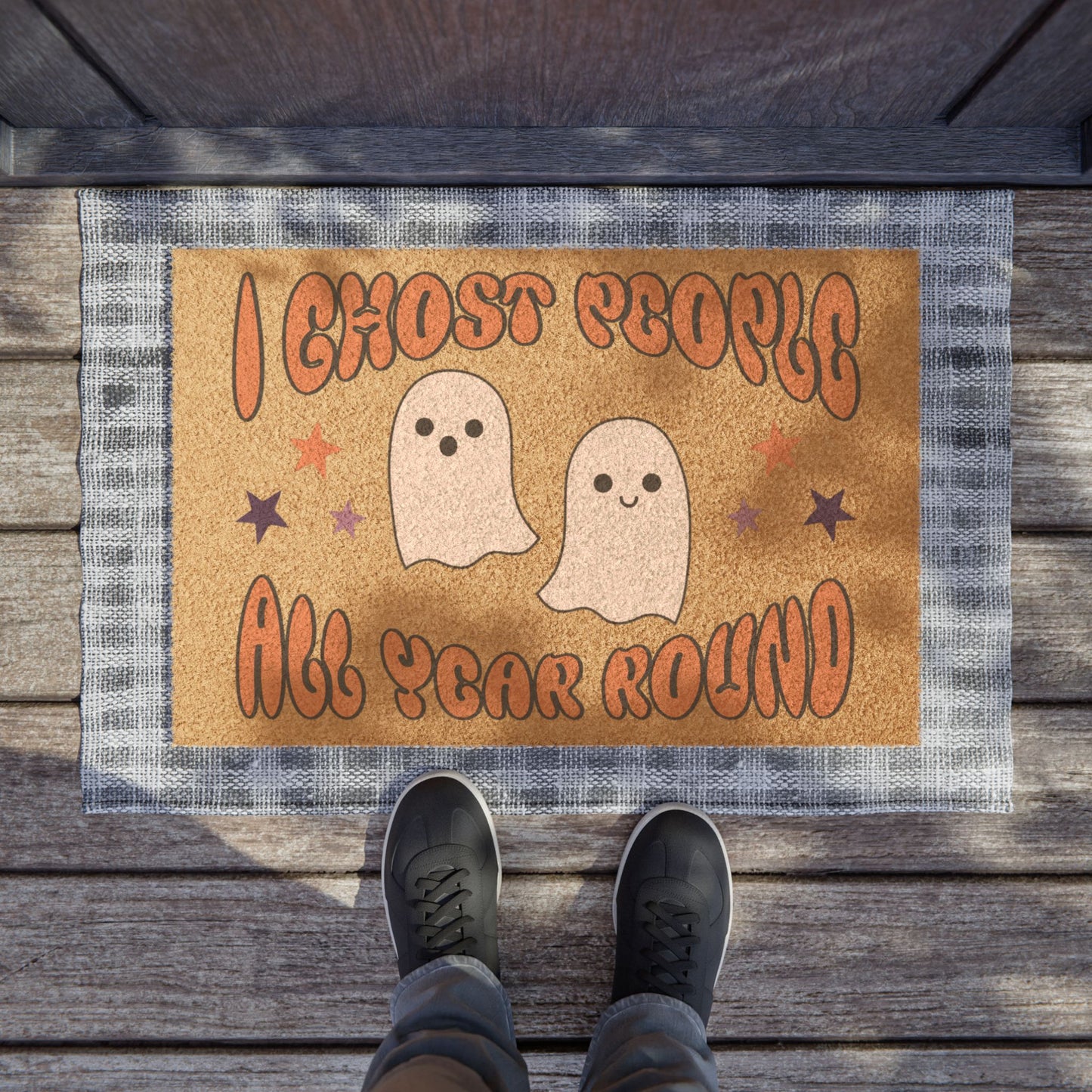 "I Ghost People All Year Round" Halloween Doormat