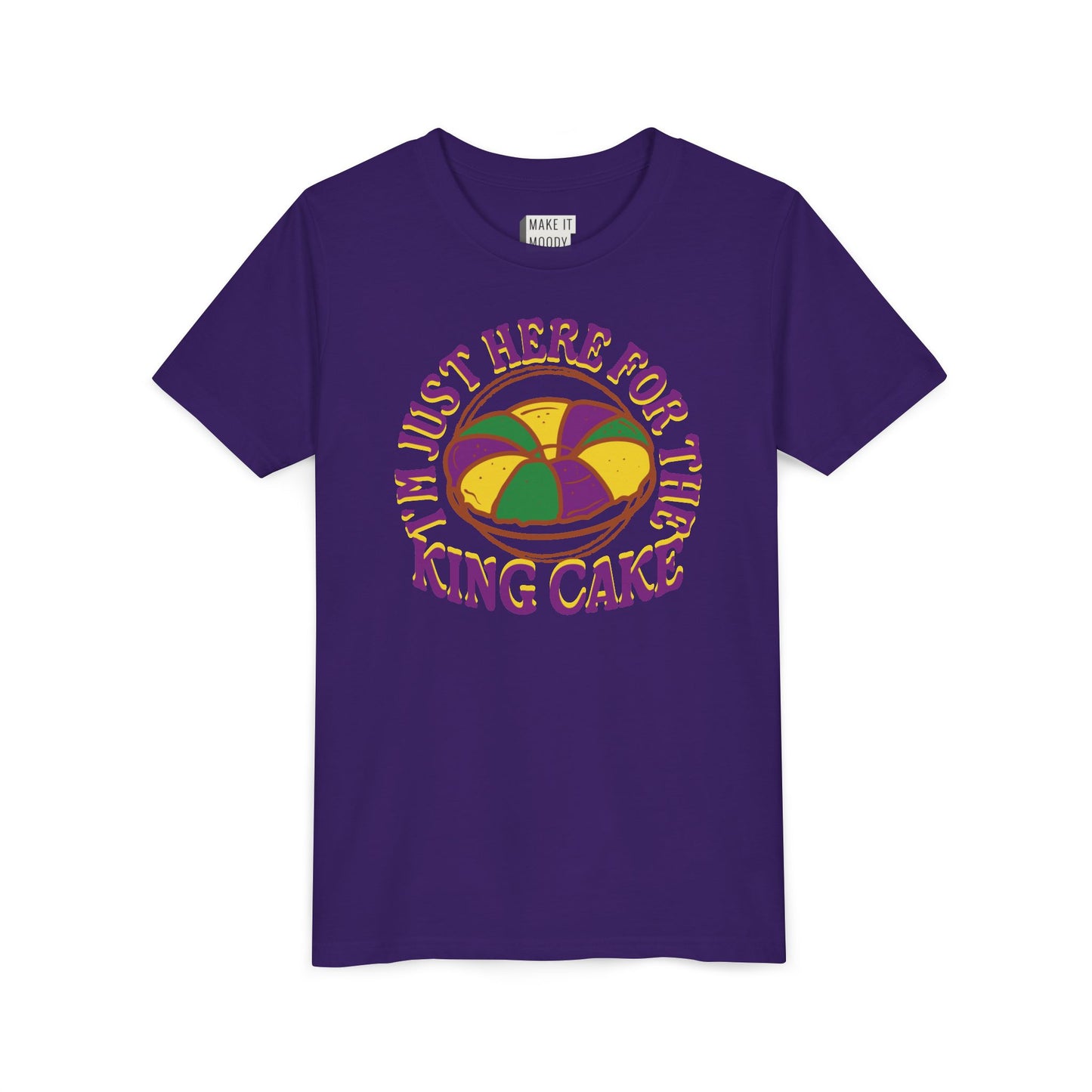 YOUTH "I'm Just Here for the King Cake" Mardi Gras Tee for Kids