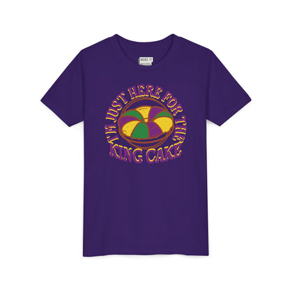 YOUTH "I'm Just Here for the King Cake" Mardi Gras Tee for Kids