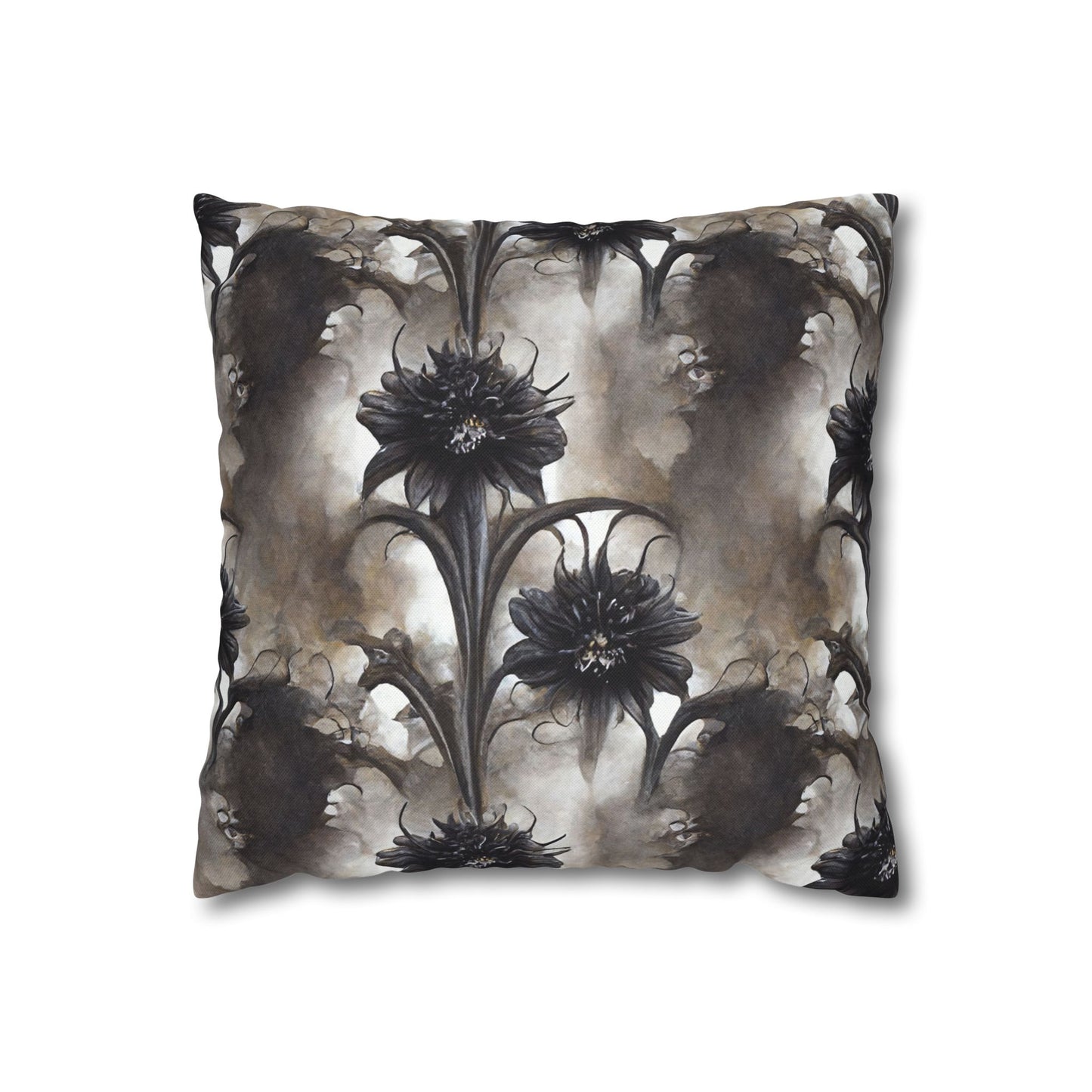 Black Floral - Halloween Pillow Cover