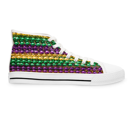 Mardi Gras Bead Print High-Top Sneakers for Women