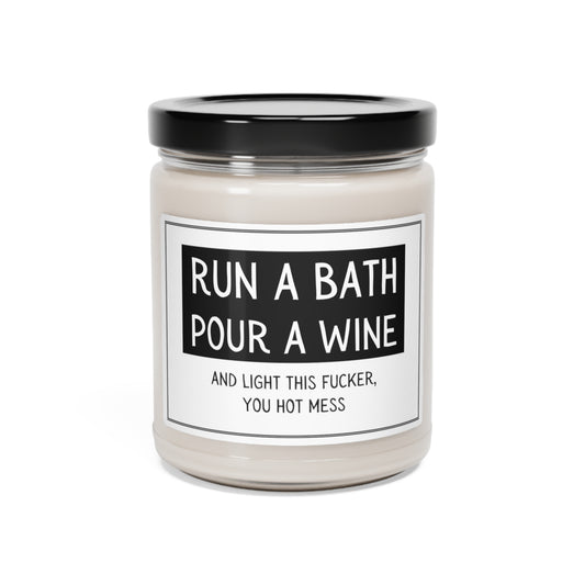 "Run a Bath, Pour a Wine" Scented Soy Candle, 9oz