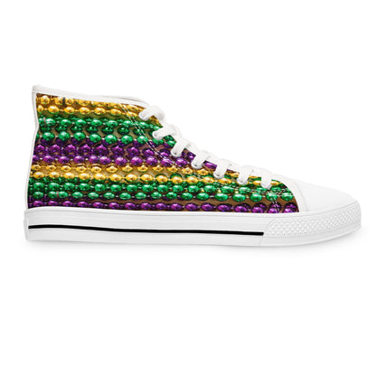 Mardi Gras Bead Print High-Top Sneakers for Women