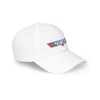 "top dad" aviation hat in white, side