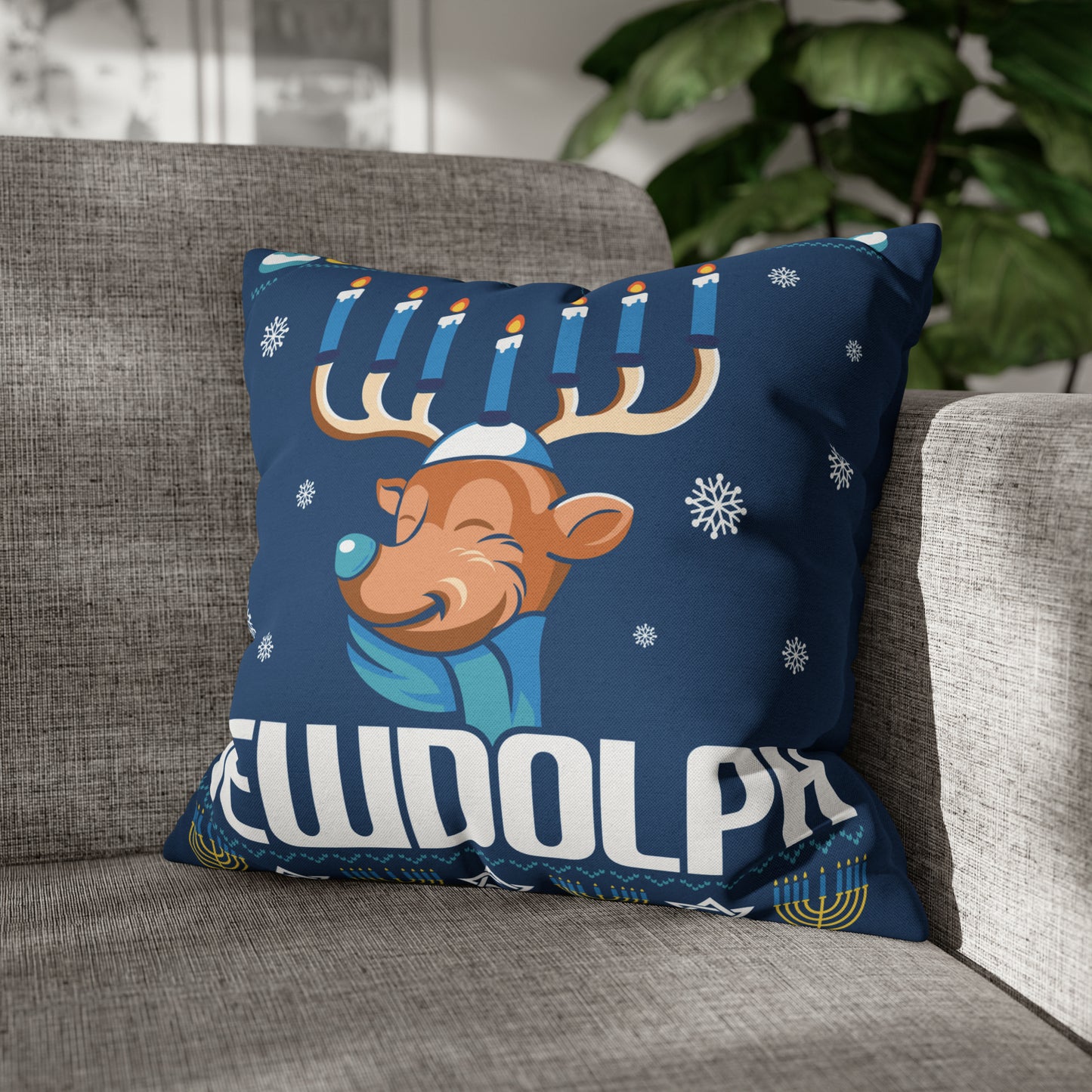 "Jewdolph" Hanukkah Pillow Cover