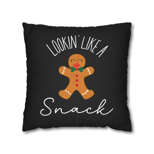 "Lookin' Like a Snack" Christmas Pillow Cover, Black