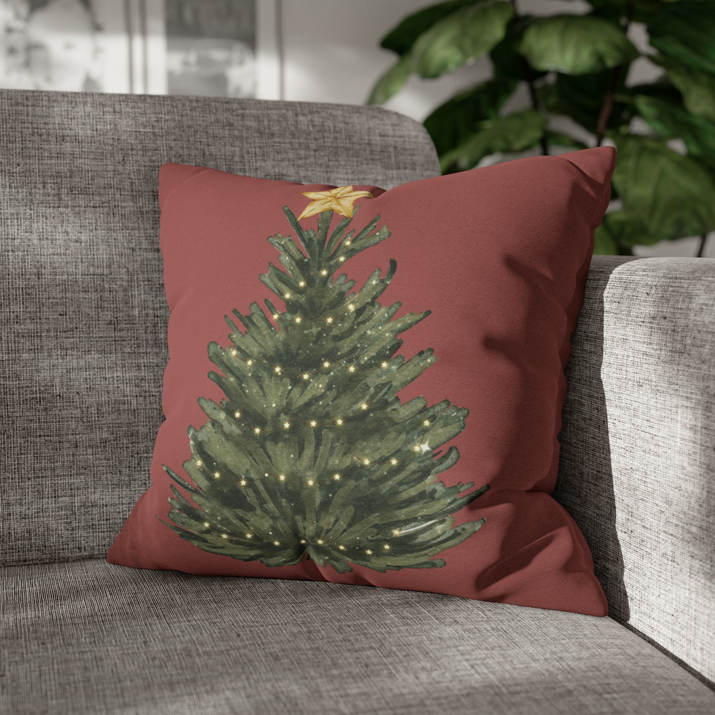 Fraser Fir Christmas Pillow Cover, Rhubarb