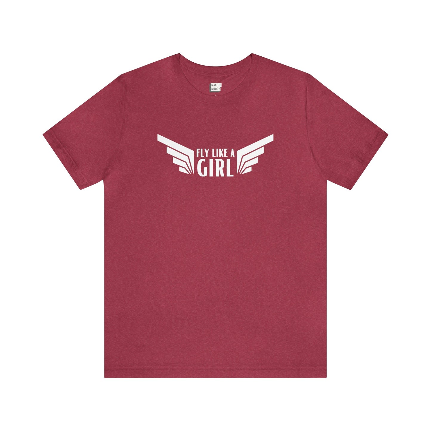 aviation tshirt for women, fly like a girl, heather raspberry