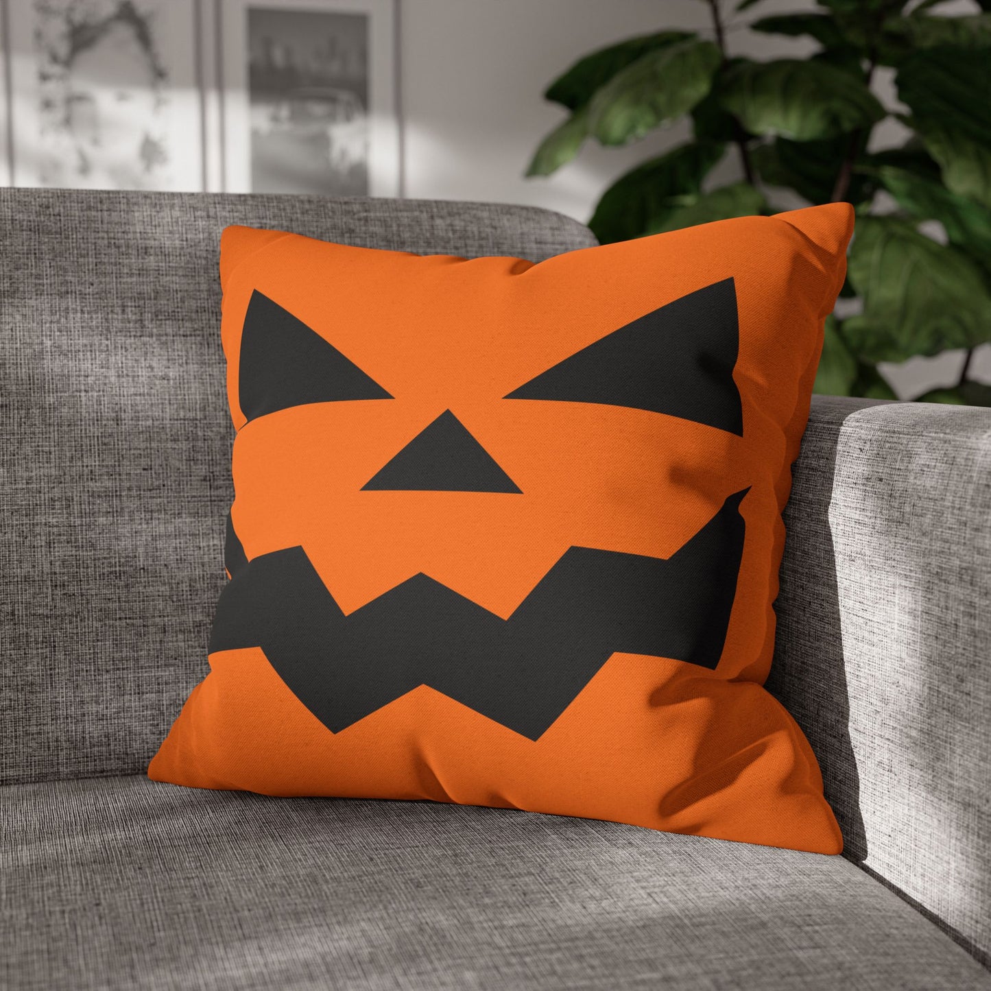 Reversible Moody Jack-O-Lantern - Halloween Pillow Cover