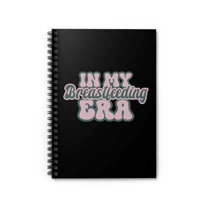 Spiral Lined Notebook that says in my breastfeeding era on the front cover in retro lettering