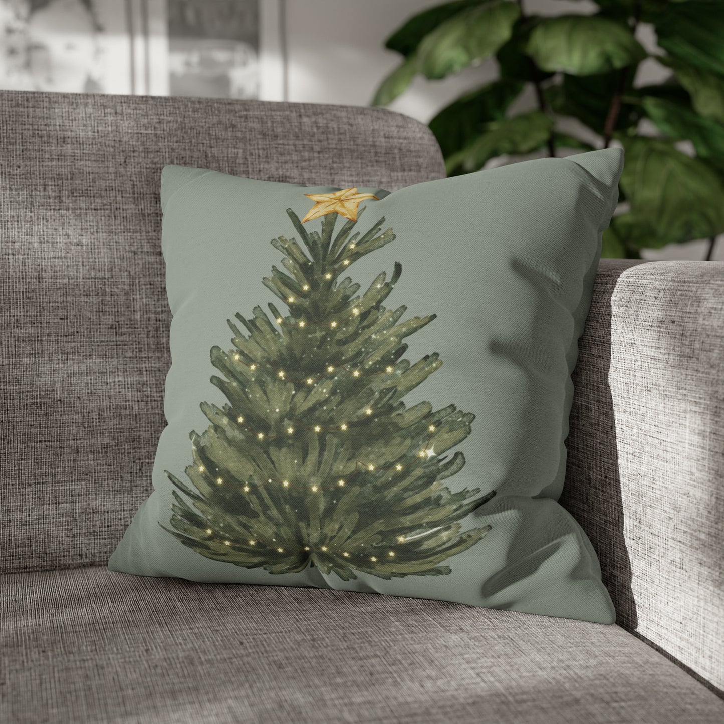 Fraser Fir Christmas Pillow Cover, Sage