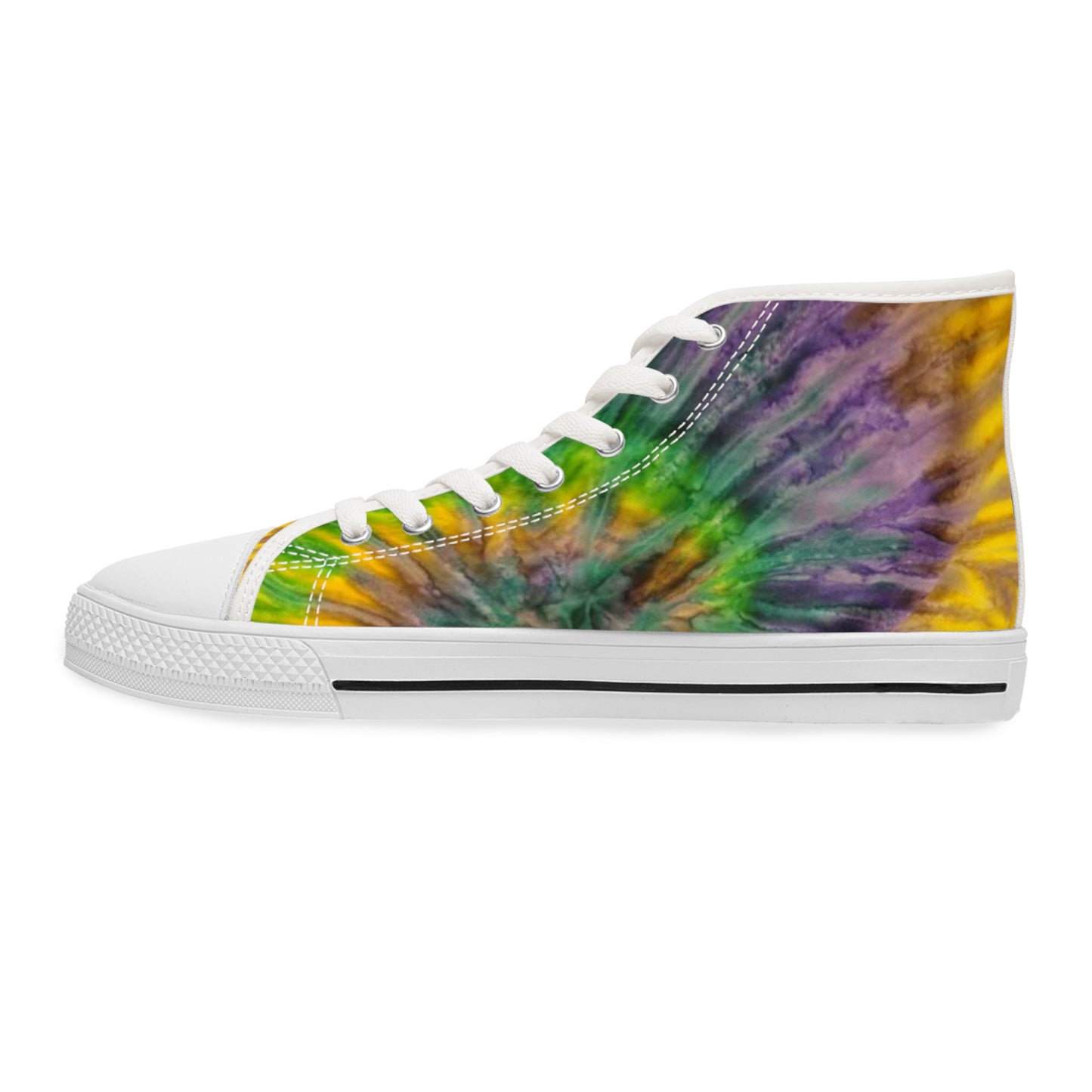 Tie Dye Print Women's High Top Mardi Gras Sneakers