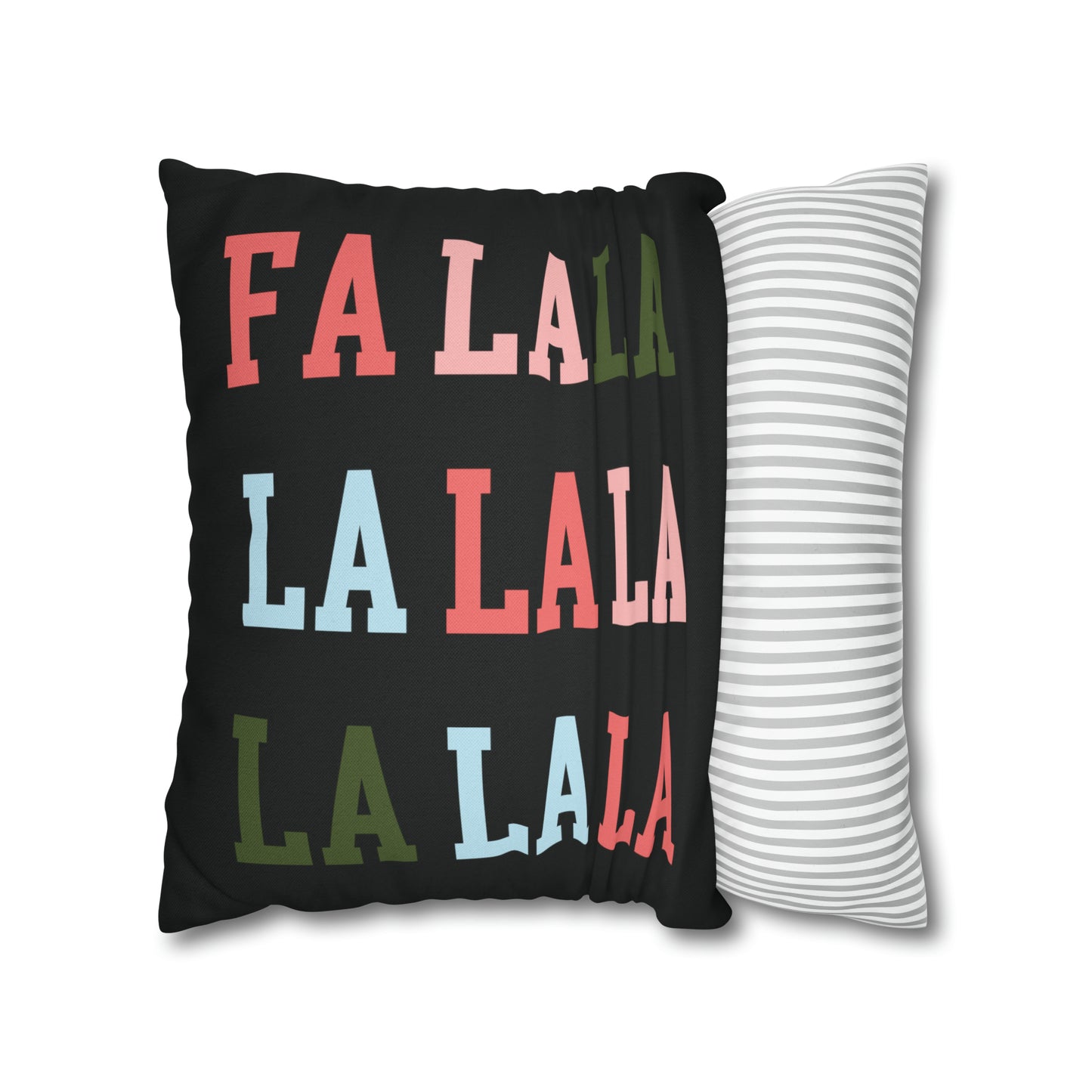 "Fa La La" Christmas Pillow Cover, Black