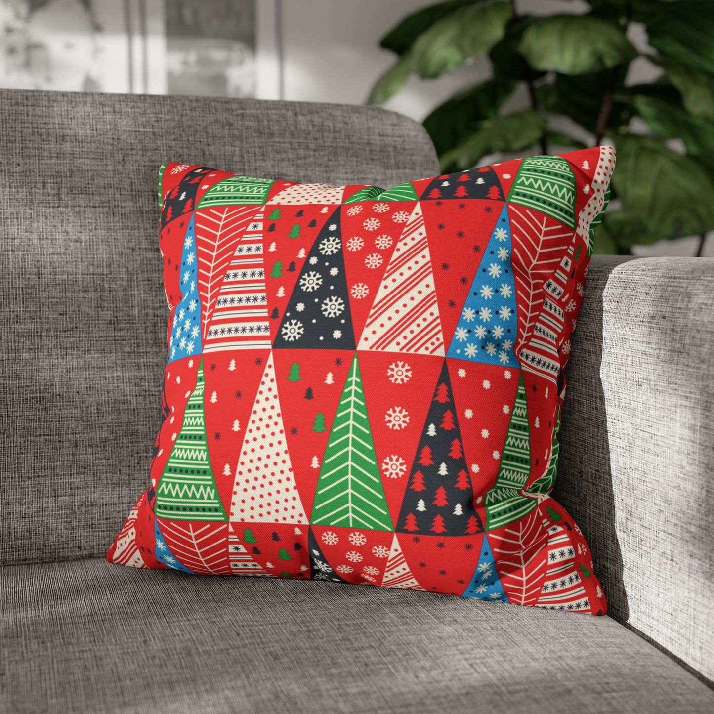 Geometric Christmas Trees Christmas Pillow Cover