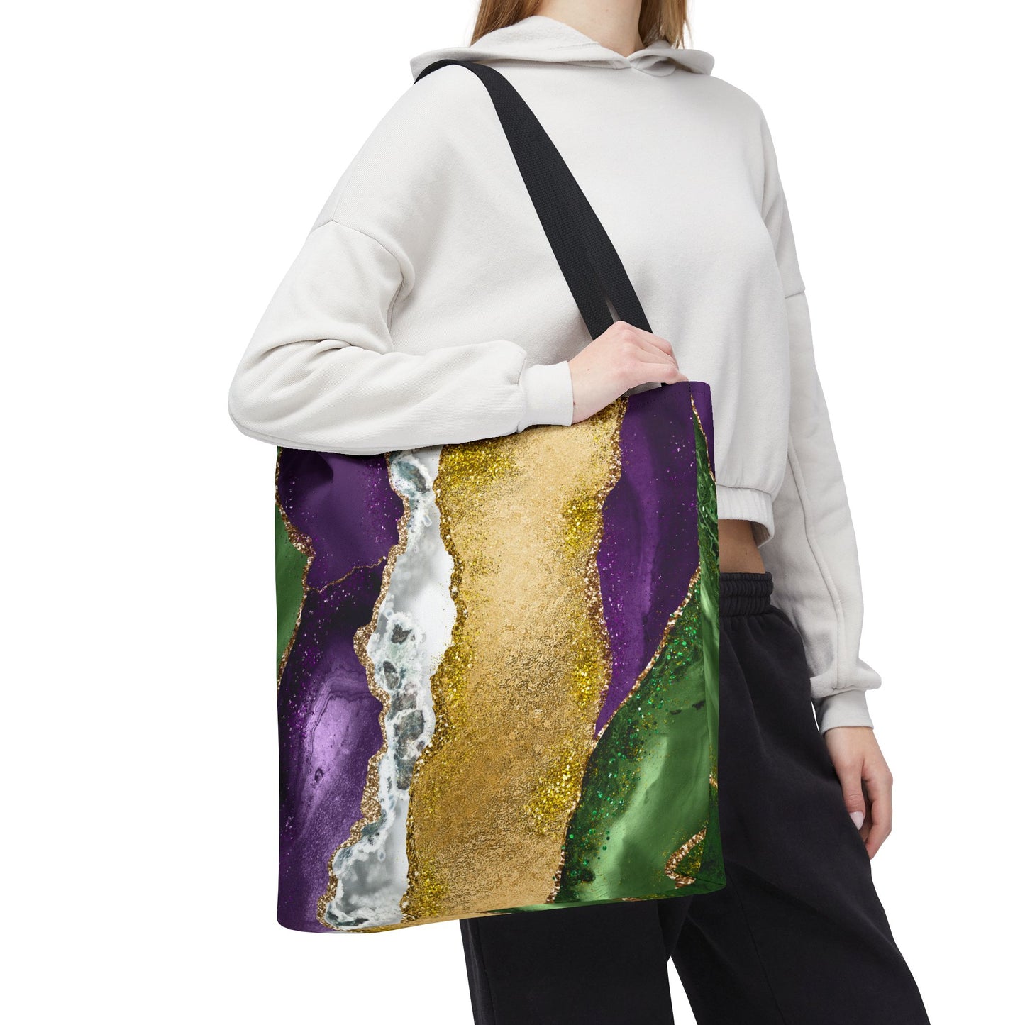 Marble Print Mardi Gras Tote Bag