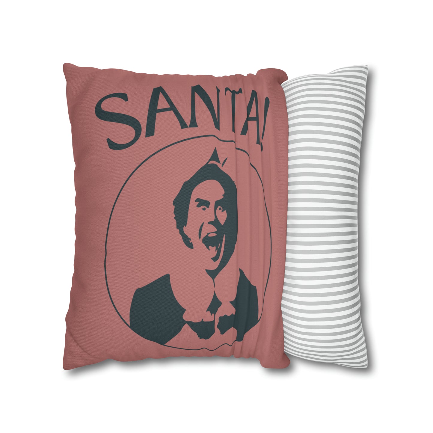 "Santa!" Elf Christmas Pillow Cover, Light Mauve