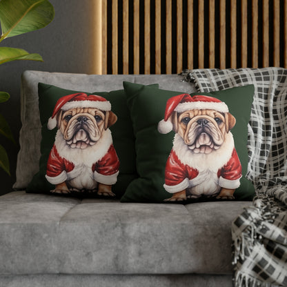 Bulldog Christmas Pillow Cover