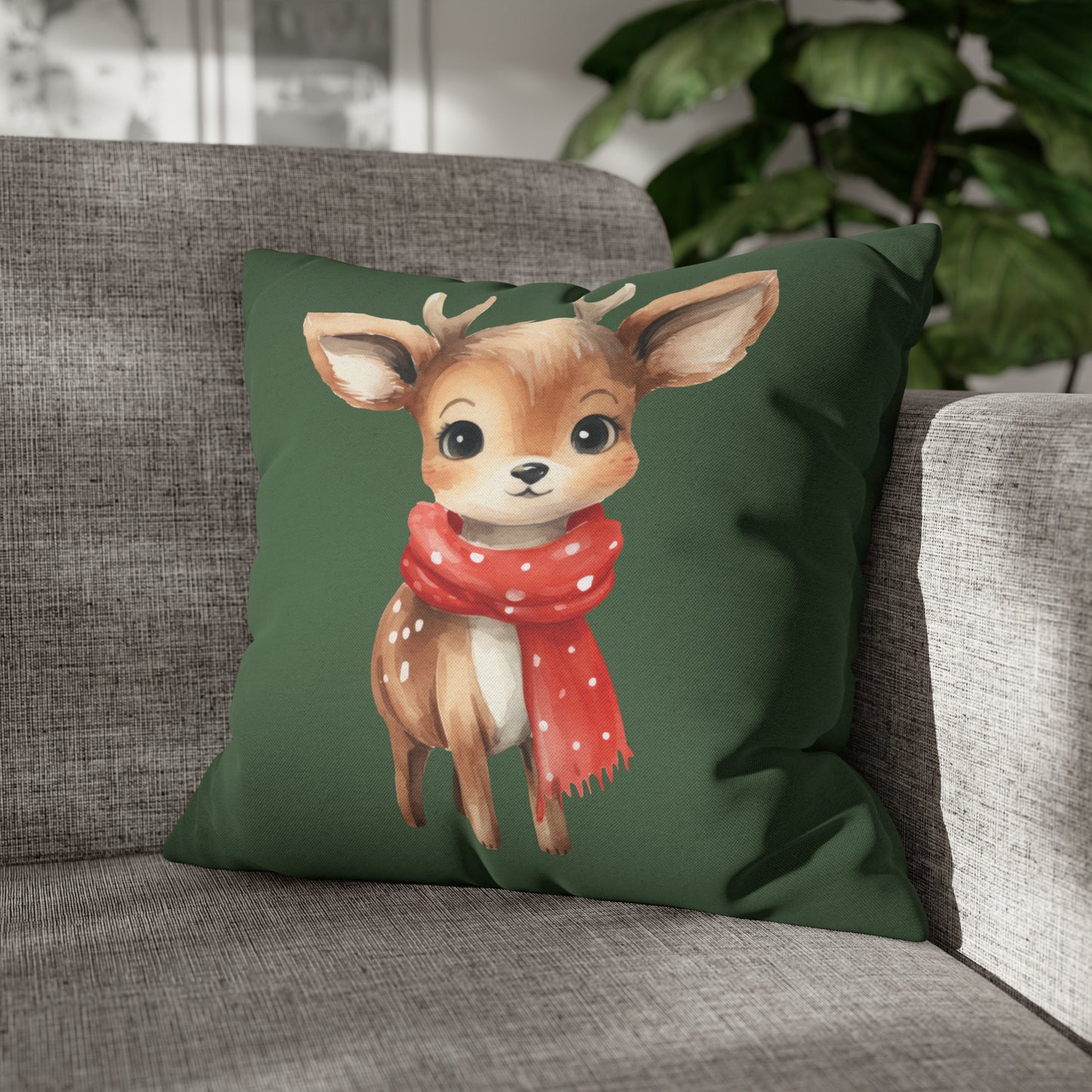 Fawn Christmas Pillow Cover