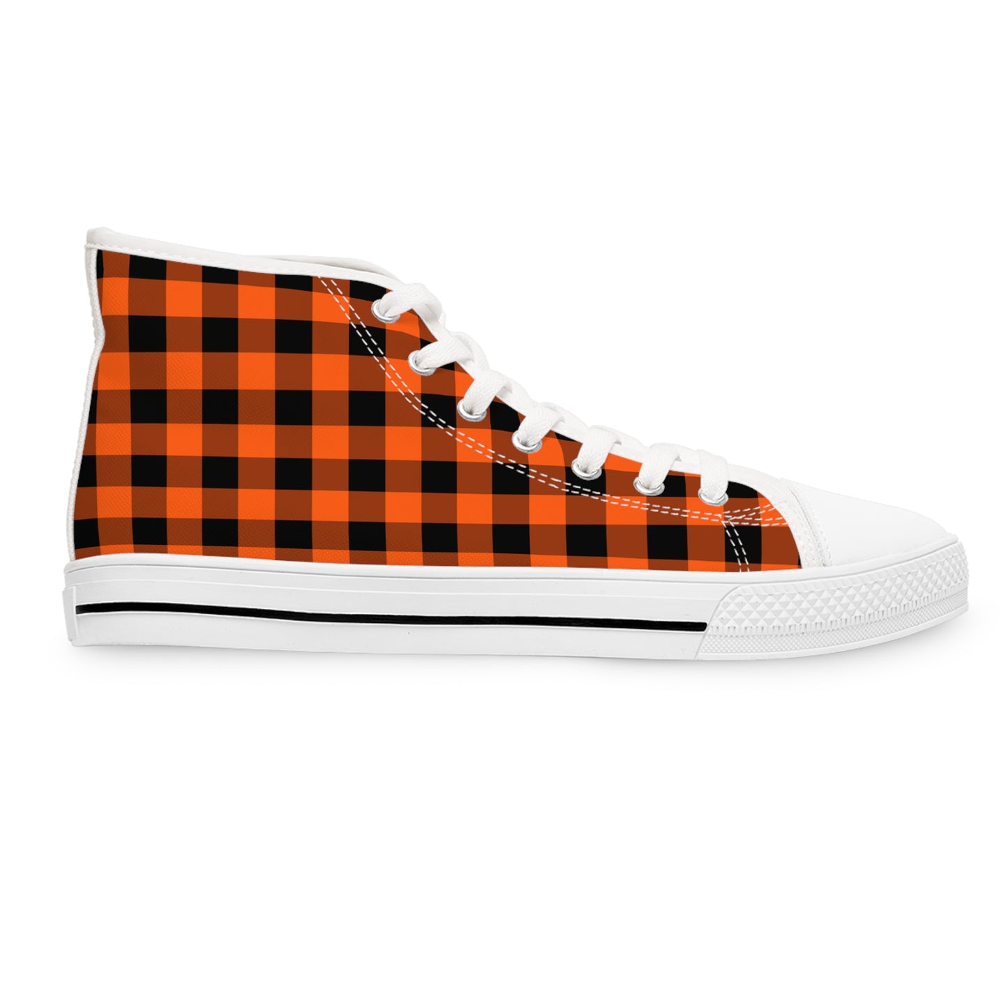 Orange & Black Gingham - Women's High Top Halloween Sneakers