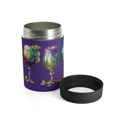 Watercolor Goblet Mardi Gras Can Cooler