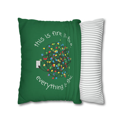 "Everything is Fine" Christmas Pillow Cover, Green