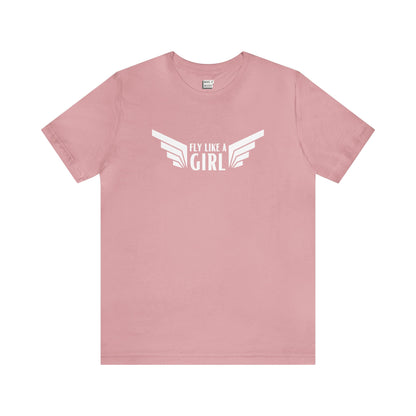 aviation tshirt for women, fly like a girl, orchid