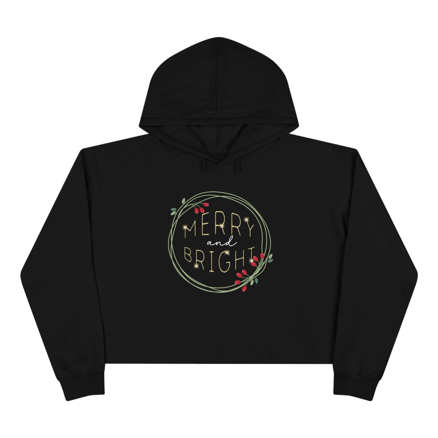 "Merry & Bright" Cropped Christmas Hoodie