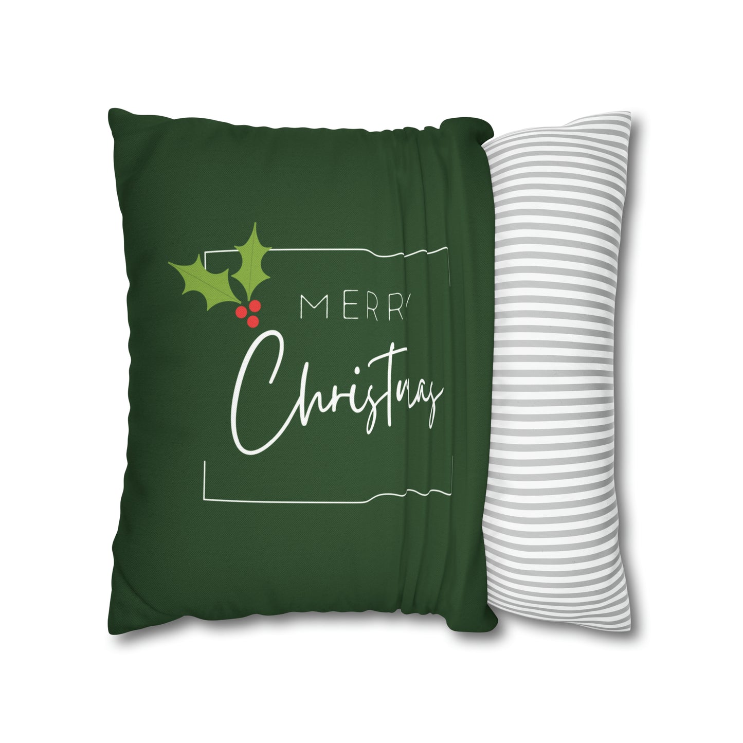 "Merry Christmas" Minimalist Christmas Pillow Cover, Green