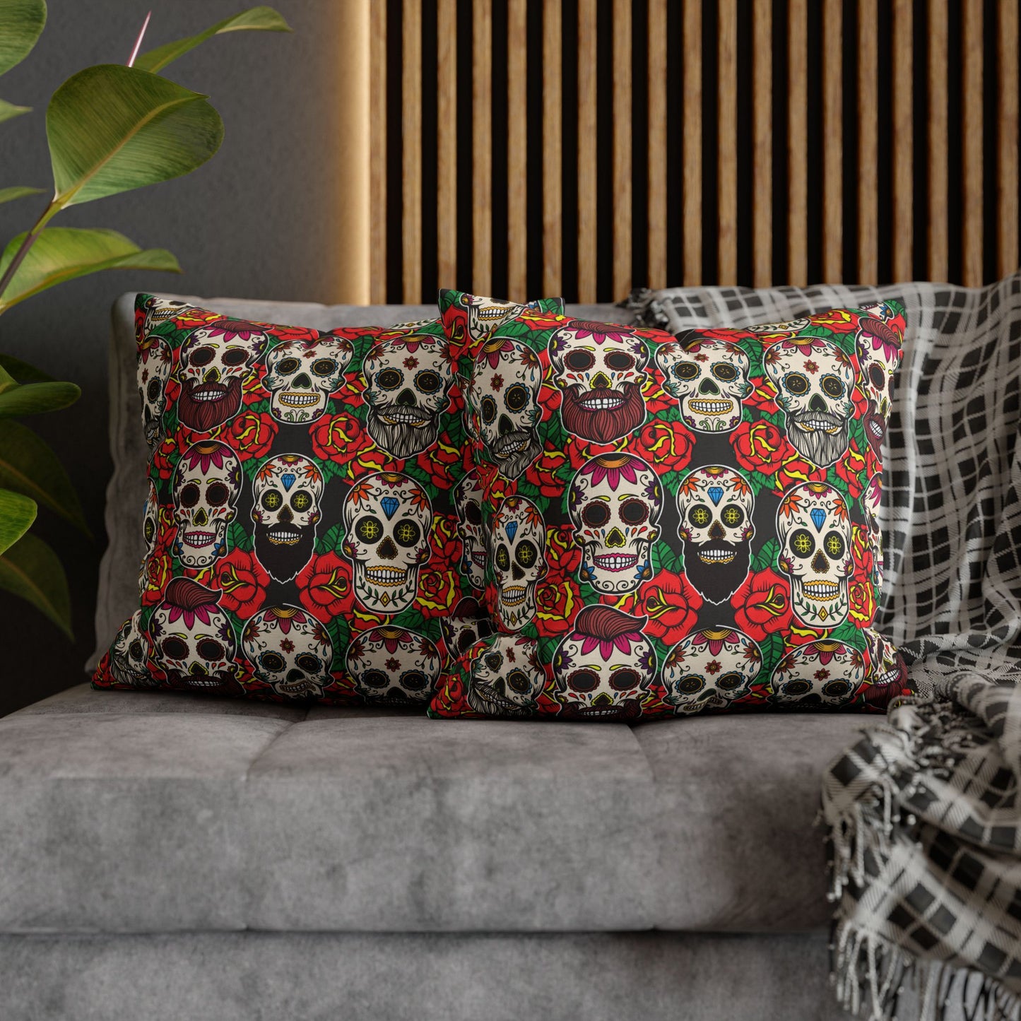 Bearded Sugar Skullz - Halloween Pillow Cover