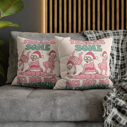 "There's Some Ho's Ho's Ho's in This House" Christmas Pillow Cover, Light Pink