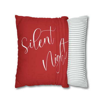 "Silent Night" Christmas Pillow Cover, Red