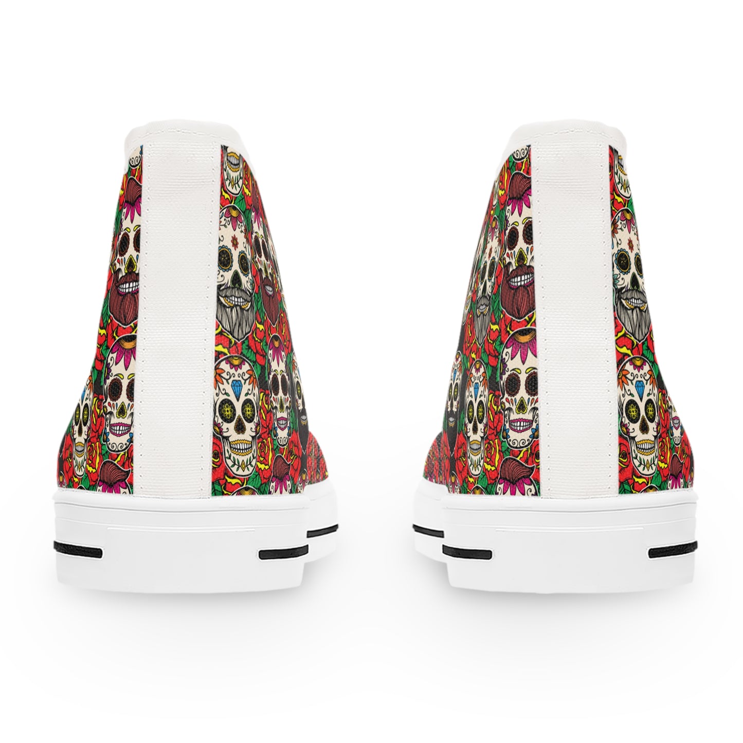 Bearded Sugar Skulls - Women's High Top Halloween Sneakers