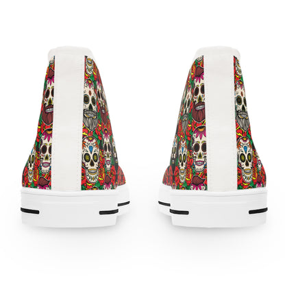 Bearded Sugar Skulls - Women's High Top Halloween Sneakers