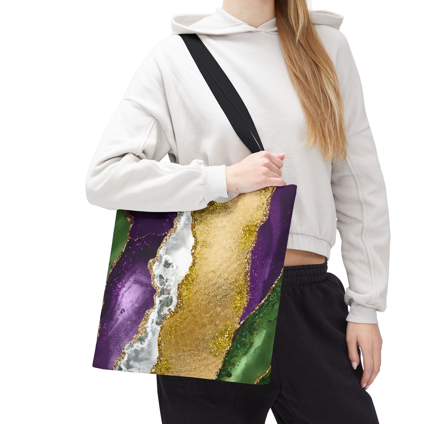 Marble Print Mardi Gras Tote Bag