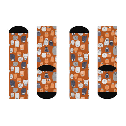 Peek-a-Boo Owls - Premium Unisex Crew Socks