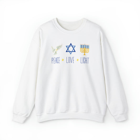"Peace Love Light" Hanukkah Crewneck Sweatshirt
