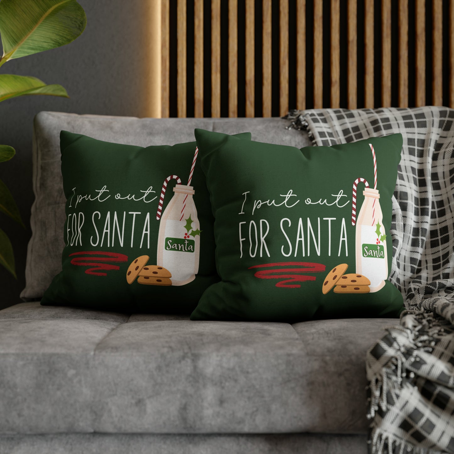 "I Put Out for Santa" Christmas Pillow Cover, Green