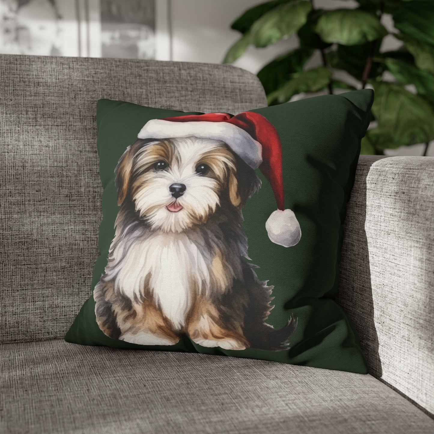 Puppy Christmas Pillow Cover