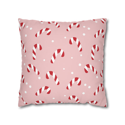 Pink Candy Cane Christmas Pillow Cover