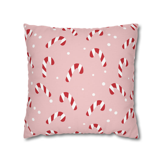 Pink Candy Cane Christmas Pillow Cover