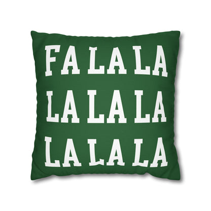 "Fa La La" Christmas Pillow Cover, Green