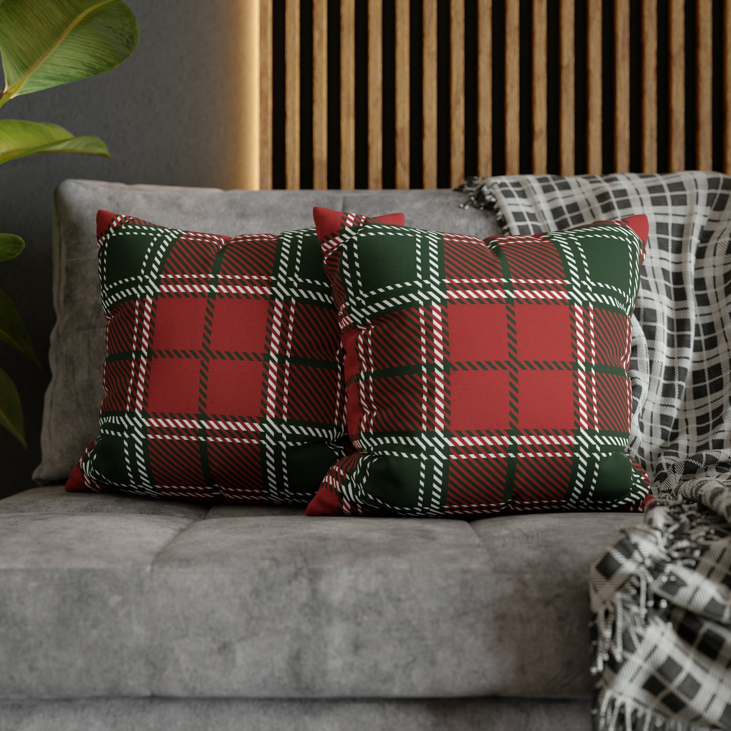 Plaid Christmas Pillow Cover