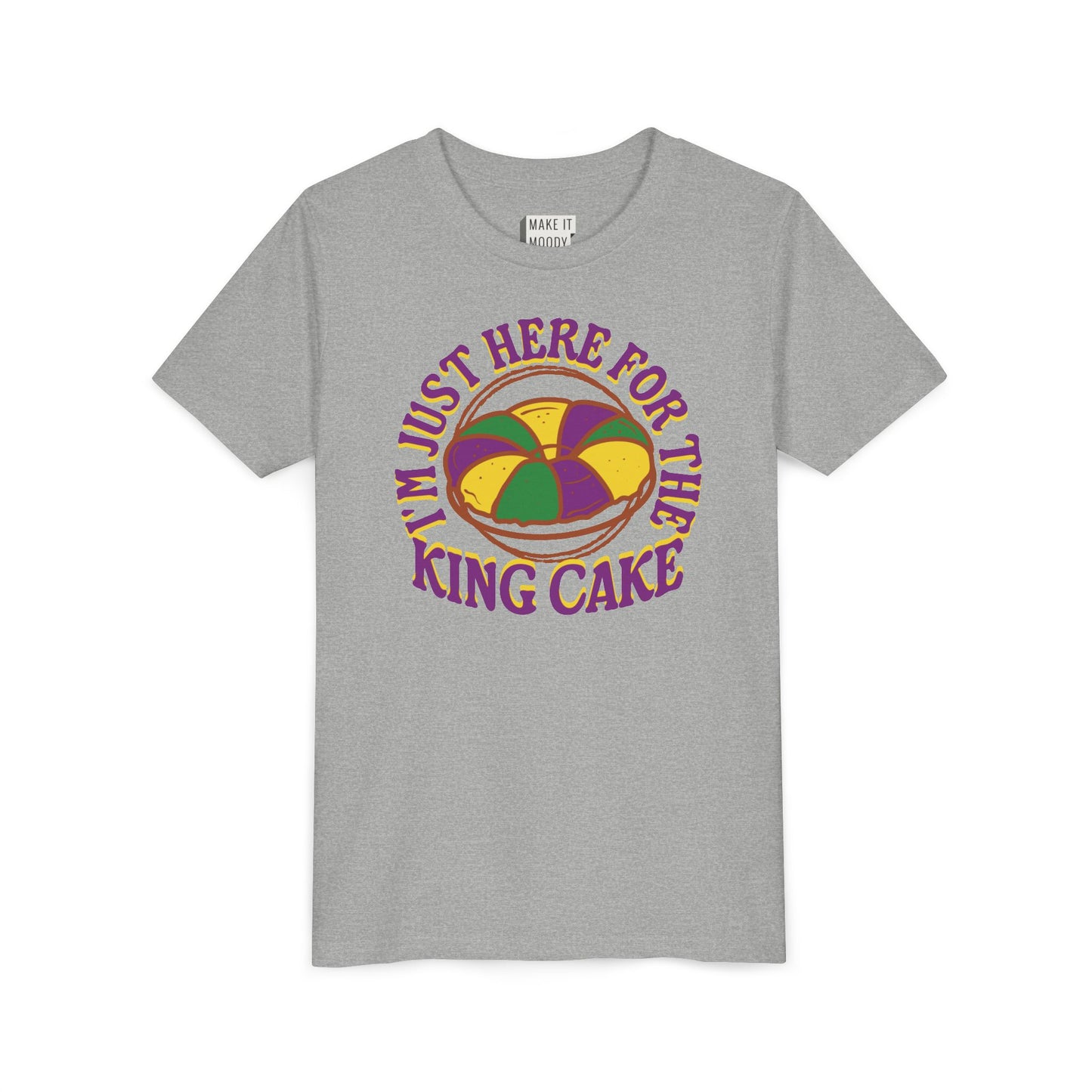 YOUTH "I'm Just Here for the King Cake" Mardi Gras Tee for Kids