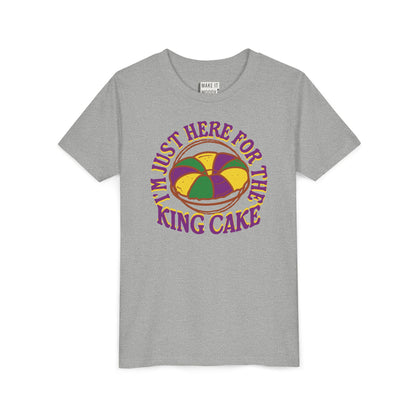 YOUTH "I'm Just Here for the King Cake" Mardi Gras Tee for Kids